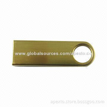 Gold Mini USB Flash Disks, Customized Packaging Types/Logos Accepted, 256MB to 32GB